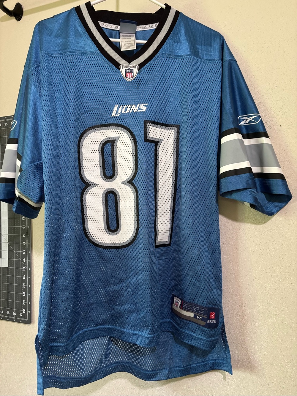 Official NFL Detroit Lions #81 Blue Mesh Football Jersey
